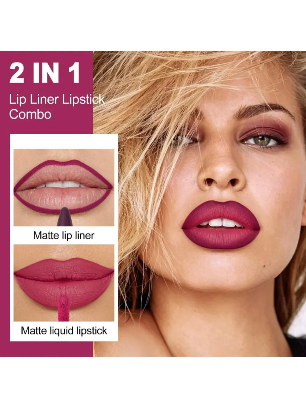 Women's LGA03 2-in-1 Long Lasting Ombre Lips Double-Ended Matte Liquid Lipstick
